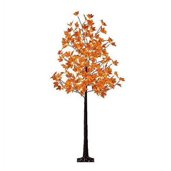 LIGHTSHARE 6FT 120LED Érable Éclairé Artificiellement Décorations d'Automne Blanc Chaud Intérieur Ourdoor, Orange
