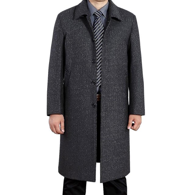 Abrigo de invierno de lana largo informal de color sólido para hombre, el mejor regalo