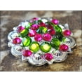 thumbnail image 2 of 32 Peridot Green & Fuchsia Crystals Berry Concho Rhinestone Headstall, 2 of 4