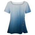 thumbnail image 4 of MITCOWBOY Hauts pour Femmes, Hauts Confortables pour Femmes Haut Décontracté Col Carré Manches Courtes Fente Boutonnée T-Shirt Imprimé Tunique Blouse, Chemises pour Femmes, Chemises Roses pour Femmes, Bleu Foncé 2TG, 4 of 5