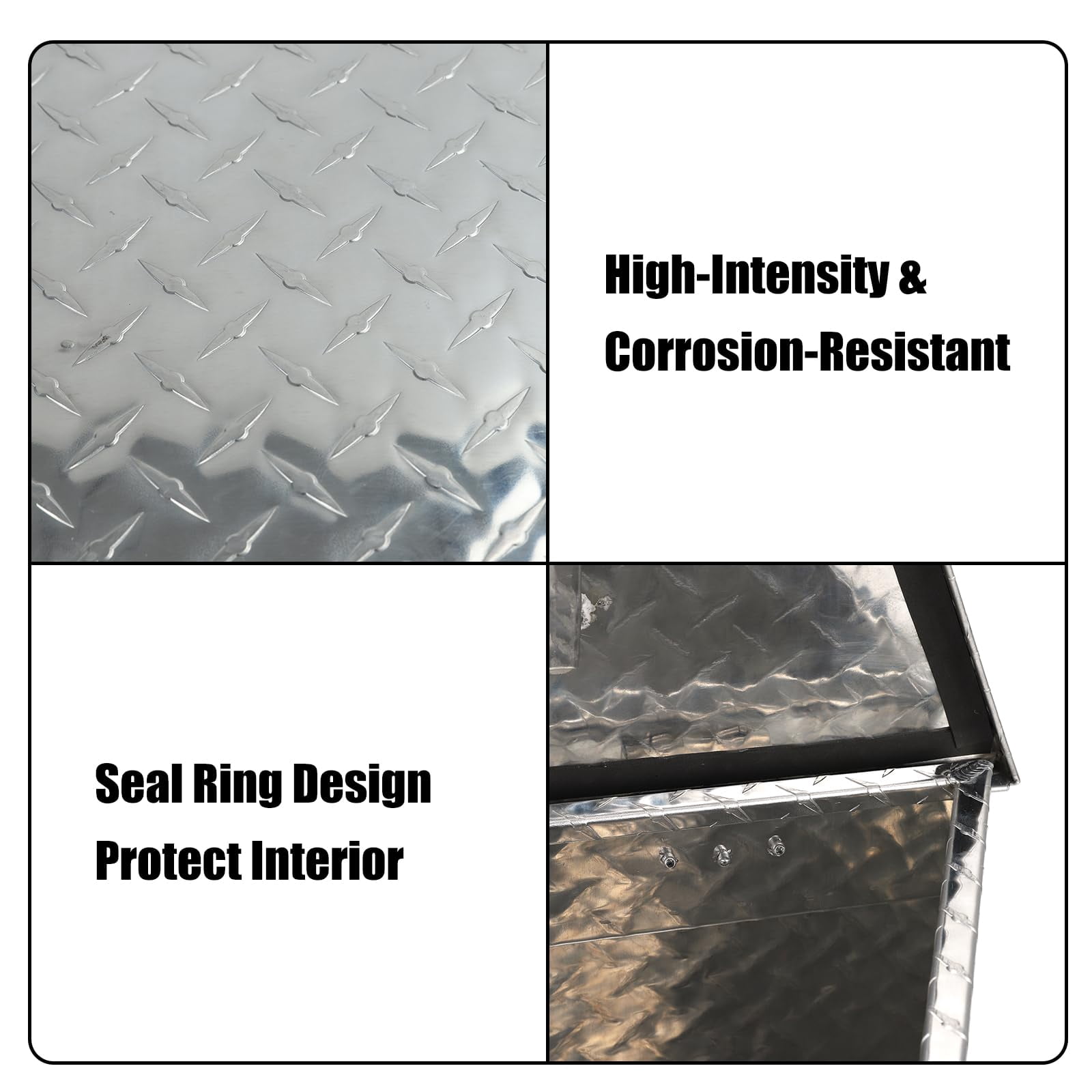 Confote Heavy Duty Aluminum Diamond Plate Trailer Tongue Box with Lock and Keys  for Secure Tool Storage on Your Trailer, Silver,39 x 16.5 x 12 Inches