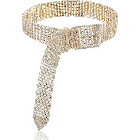 LinYooLi Women Full Rhinestone Belt,Bling Silver Belts for Women Dress,Sparkle Glitter Belt with Buckle