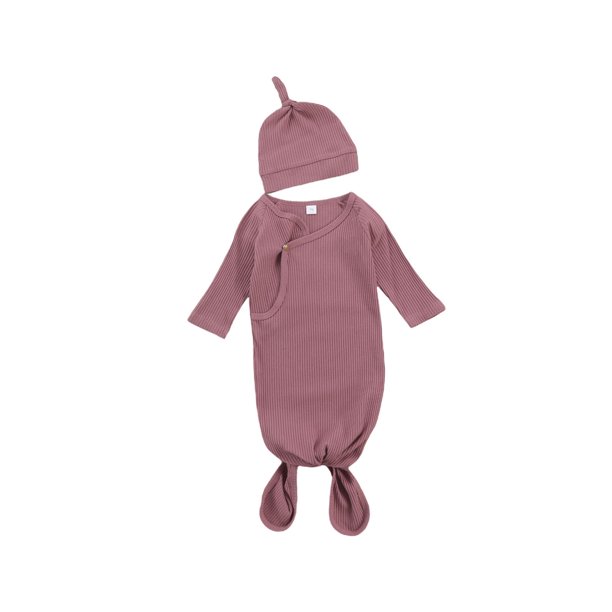 jaweiw Newborn Baby Girl Boy Knit Cotton Knotted Nightgown Soft Sleeper