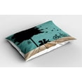 thumbnail image 2 of Ambesonne Nature Pillow Sham 2 Pack, Boy and Girl Under a Tree, 26"x20", Pale Brown Seafoam Black, 2 of 3
