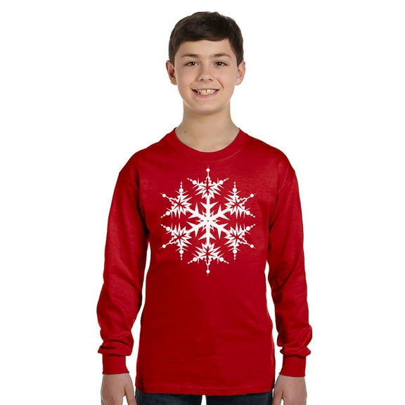 Snowflake Xmas Long Sleeve Shirts for Kids - Youth XS S M L XL - Merry Christmas Holiday Funny Xmas Tee for Boys for Girls