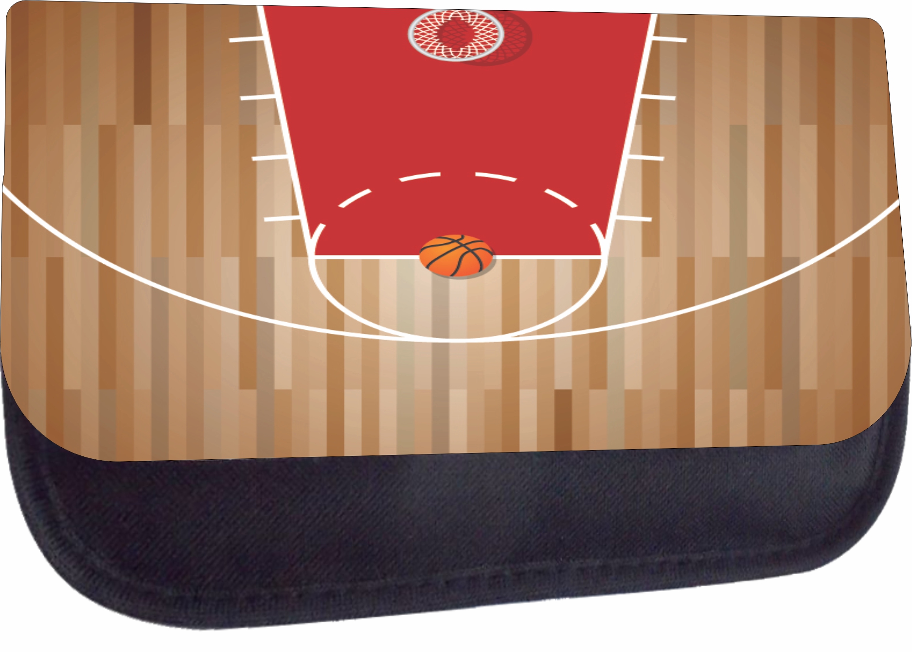 Basketball Court Print Design Black MultiPurpose Cosmetic Case Bag