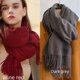 thumbnail image 2 of Bufanda de cachemira de invierno de color sólido con borlas de pashmina para clima frío, bufandas para mujeres y niñas, chal grueso y cálido, 2 of 5