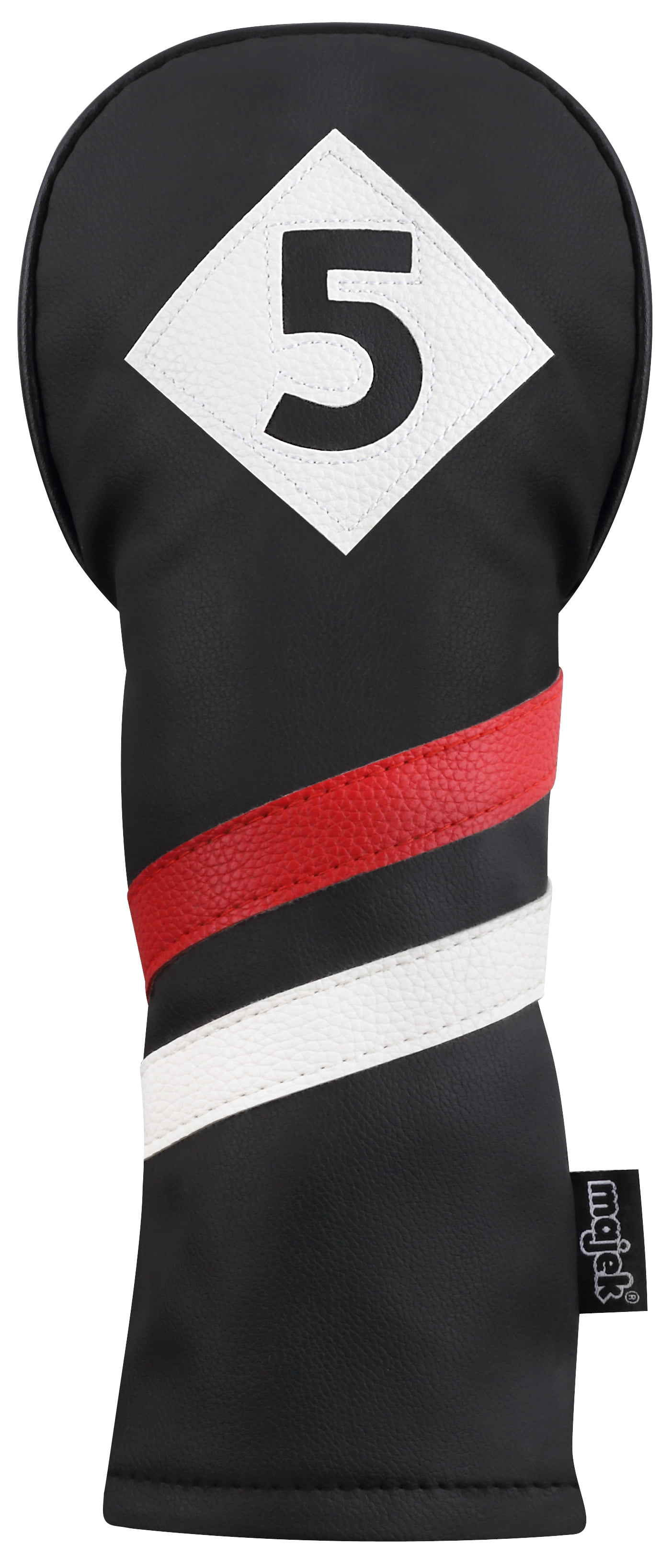 Majek Retro Golf Headcovers Black Red and White Vintage Leather Style 1 & 5 Driver and Fairway Head Cover Fits 460cc Drivers Classic Look