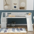 thumbnail image 3 of Euroco Wood Twin Loft Bed with Slide and Shelf for Child, White, 3 of 11