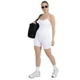 thumbnail image 4 of YITTY Active Women's Seamless Spaghetti Strap Short Jumpsuit – 5" Inseam One-Piece Ribbed Romper, Built-In Bra, Tummy Control,True White, XL, 4 of 6