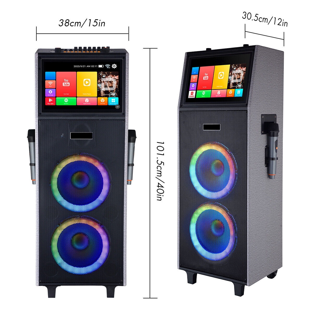 Lohoms 4000W Dual 10" Woofers Portable Karaoke Machine with 14.1" Touchscreen and 2 Wireless Mics