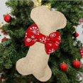 thumbnail image 3 of Dog Bone Christmas Stockings 16 Inch Large Line Pet Christmas Stockings with Bowknot Burlap Fireplace Hanging Stockings Gift Bags for Christmas Decorations, 3 of 5