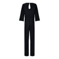 thumbnail image 6 of Lisingtool Long Sleeve Jumpsuit Women's Spring and Summer Fashion Loose Solid Color Workplace Wind Bat Long Sleeved Lace up Pants Jumpsuits for Women Dressy Black, 6 of 8