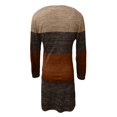 thumbnail image 4 of Women's Casual Dress Long Sleeve Round Neck Color Block Loose Fit Comfortable Midi Dress for Spring Fall Everyday,Brown,XL, 4 of 5
