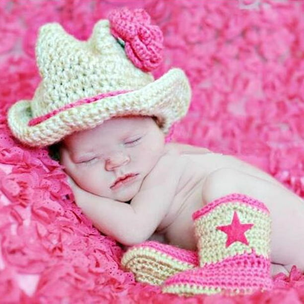 Recien Nacido Bebe Nina Nino Tejido de Traje de Vaquero Foto Fotografia Prop Trajes Sunnimix Sombreros de punto a mano para ninos Walmart en linea