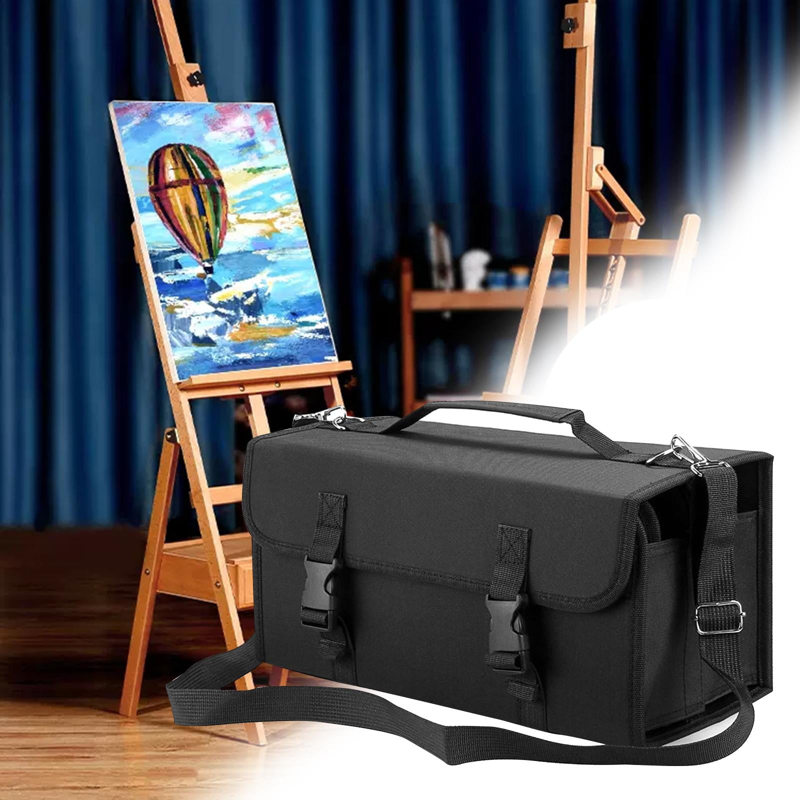 GUOOL Art Markers & Pens Organizer, 120 Slots, Carrying Travel Case with Handle, Removable and Adjustable Strap, Art Supplies for Storage and Organization