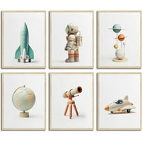 Nursery Astronaut Canvas Wall Art Boys Room Space Wall Decor Pictures Rocket Spaceman Earth Posters Prints for Classroom Toddler Boys Room Playroom Decoration 8X10 inch Unframed