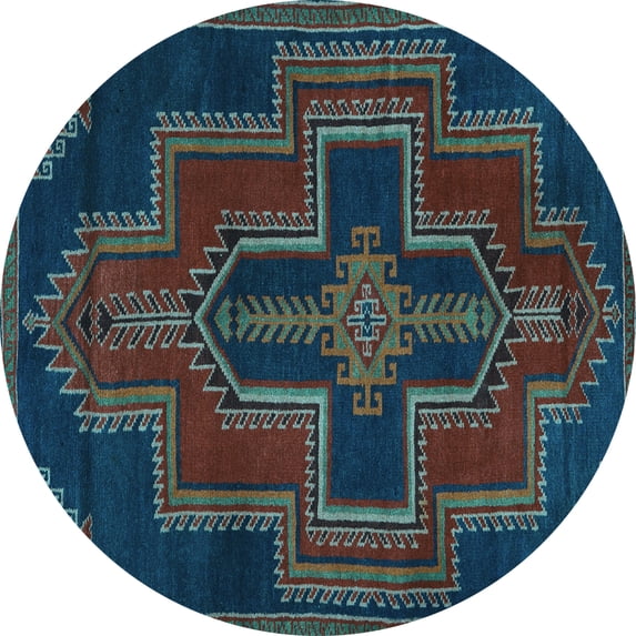 Ahgly Company Indoor Round Persian Light Blue Traditional Area Rugs, 7' Round
