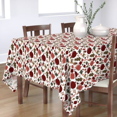 

Cotton Sateen Tablecloth 70 x 90 - Lumberjack Christmas Ornaments Moose Woodland Buffalo Plaid Red Black Print Custom Table Linens by Spoonflower