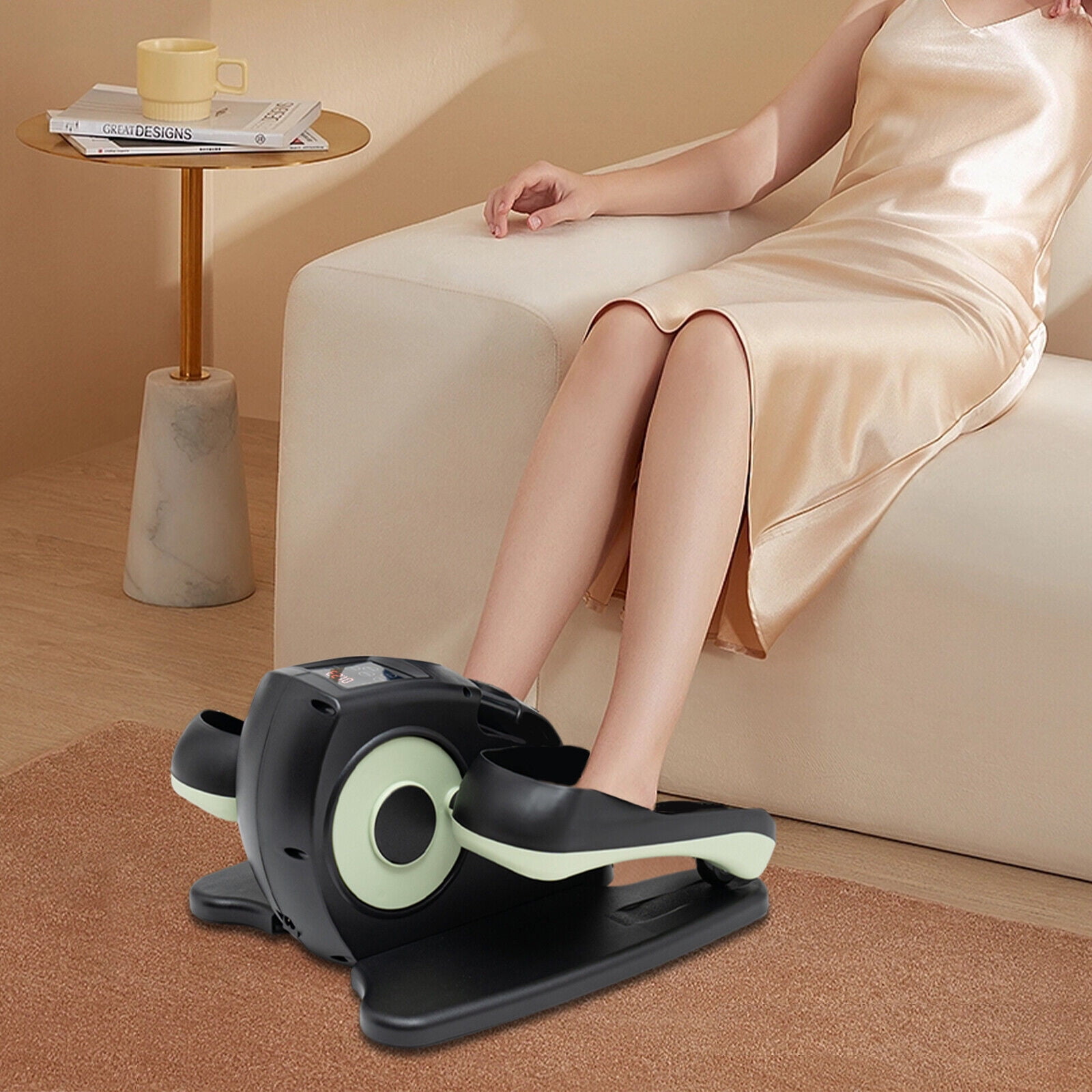 Electric Elliptical Trainer with Adjustable Speeds & Remote Control, Foot Pedal Machine for Leg Rehabilitation & Exercise, LCD Display, Compact & Quiet