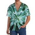 thumbnail image 1 of Balery Teal Cactus Camisa Casual de Manga Corta con Botones para Hombre, Texturizada, Estilo Cubano, para Playa, Verano-XX-Large, 1 of 5