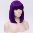 thumbnail image 4 of Unique Bargains Wigs for Women 14" Purple Bob Wig with Wig Cap Straight Hair, 4 of 6