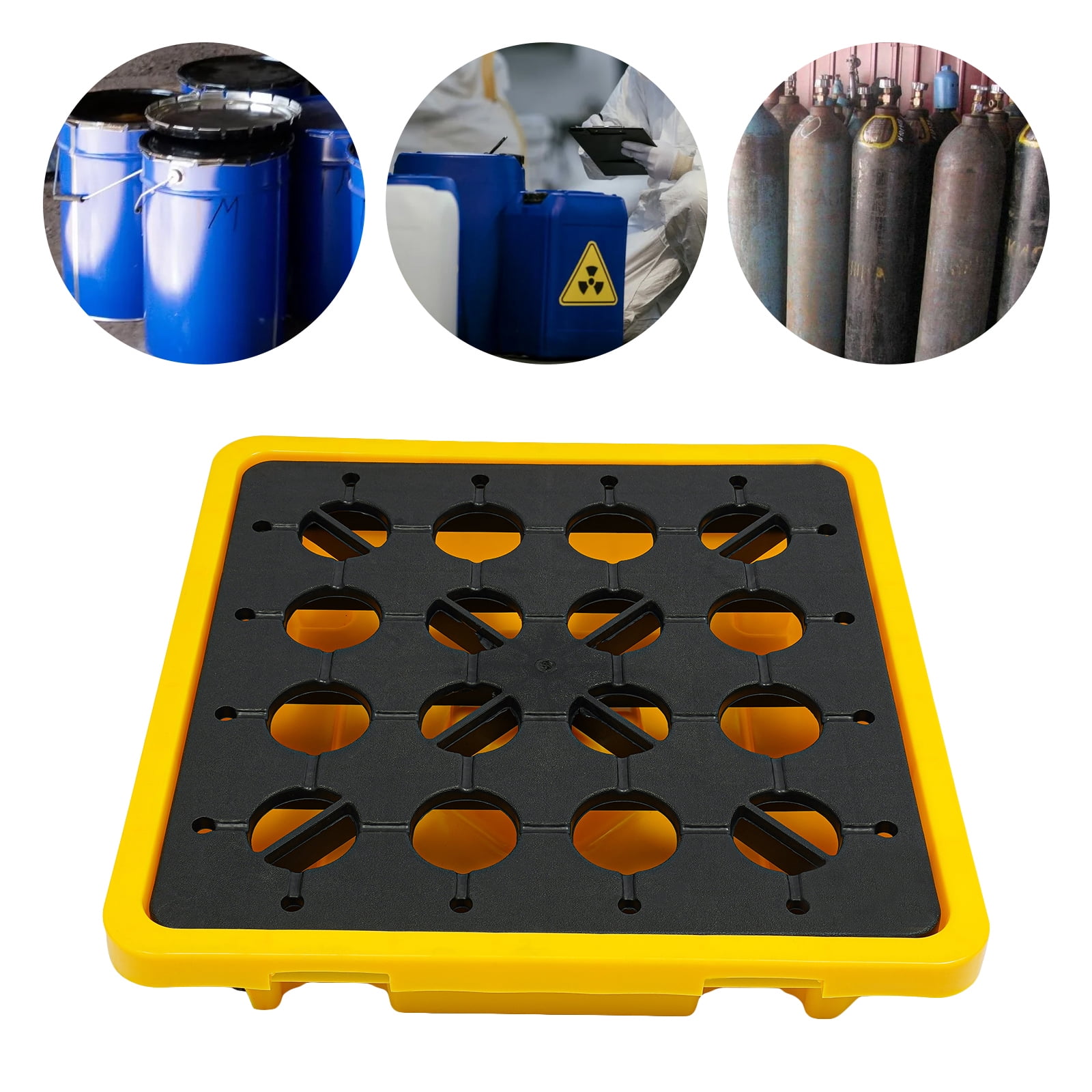 HDPE Spill Containment Pallet, 26.38*26.38*5.91in Size, Assembly Required For Industrial Parks, Warehouses To Safely Store And Contain Liquid Barrels