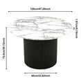 thumbnail image 4 of UHOMEPRO 47" Round Dining Table, Modern Kitchen Table with Marble Grain Tabletop and Wood Strip Base, Farmhouse Dining Room Table for 4, Circle Dining Tables for Kitchen Living Room, White+Black, 4 of 9