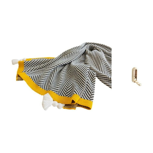 Manta De Punto A Rayas, Suave Y Cálida, Estilo Rústico, Ideal Para Decorar El Hogar. Perfecta Para Dormitorio, Sofá, Cama O Silla. Incluye Gancho Plegable De Pared, Organizador De Ropa,