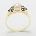 thumbnail image 2 of LBG British Made 14k Yellow Gold Cultured Pearl & Sapphire Womens Cluster Ring - 33 size options - Size 8.5, 2 of 5
