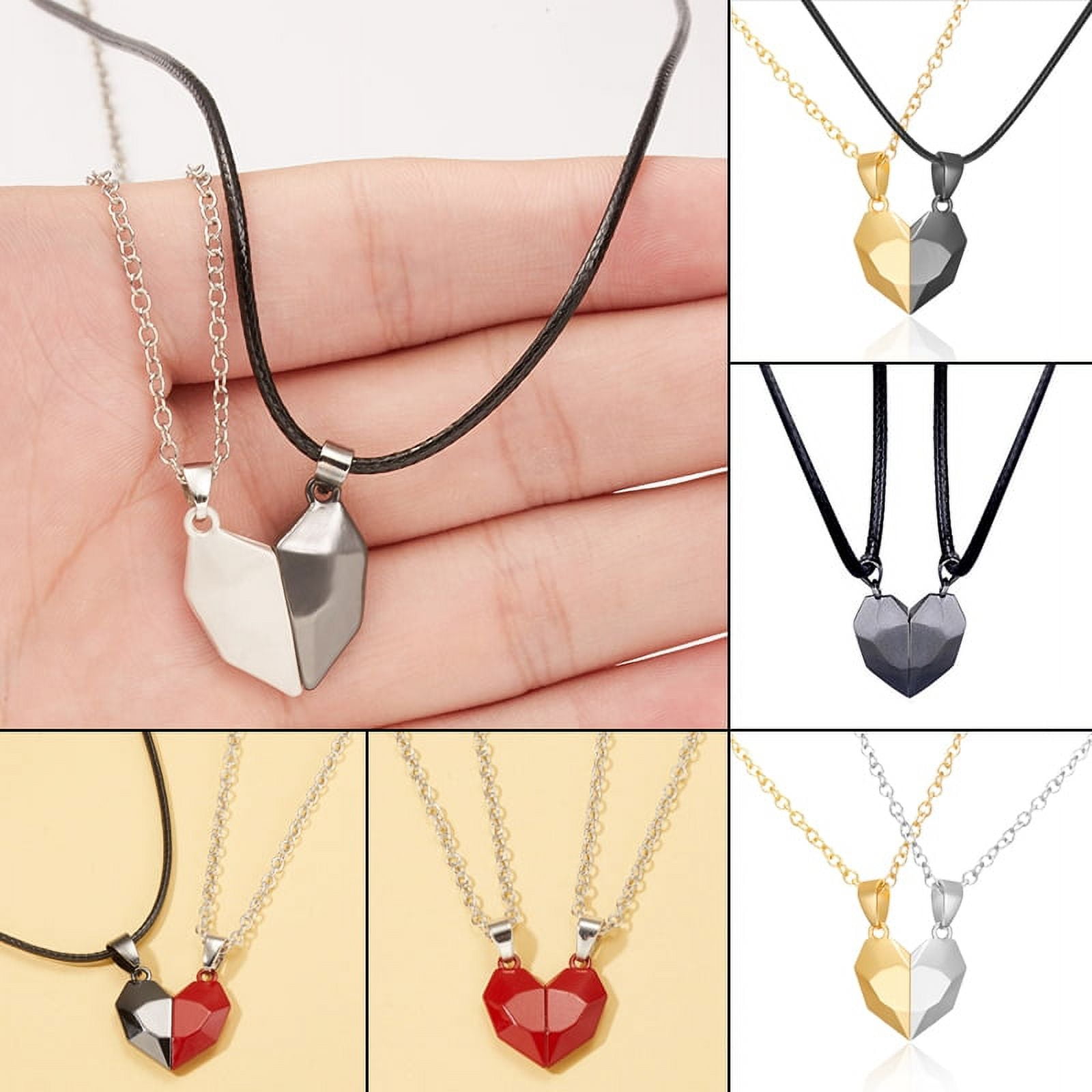 Magnetic Heart Couple Necklaces - BigBeryl Gold Black