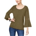 thumbnail image 1 of Style & Co. Womens Embroidered Basic T-Shirt, Green, X-Small, 1 of 1