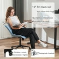 thumbnail image 3 of YOUNIKE Cute Armless Office Desk Chair Modern Upholstered Faux Leather Swivel Task Chair, Blue, 3 of 11