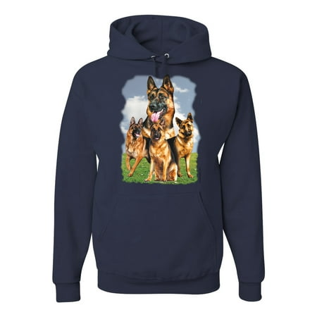 Wild Bobby German Shepherd Dog Animal Pet Lover Dog Lover Unisex Graphic Hoodie Sweatshirt Navy Large