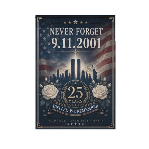 9/11 Garden Flag, 911 Never Forget Flag, Double Sided Polyester 911 Memorial Flags of Heroes for Outdoor Indoor House Yard Memorial Sign Decor-I