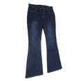 thumbnail image 4 of Pantalones acampanados Nikou informales de moda de cintura alta con cremallera y botones azul oscuro 2XL, 4 of 15