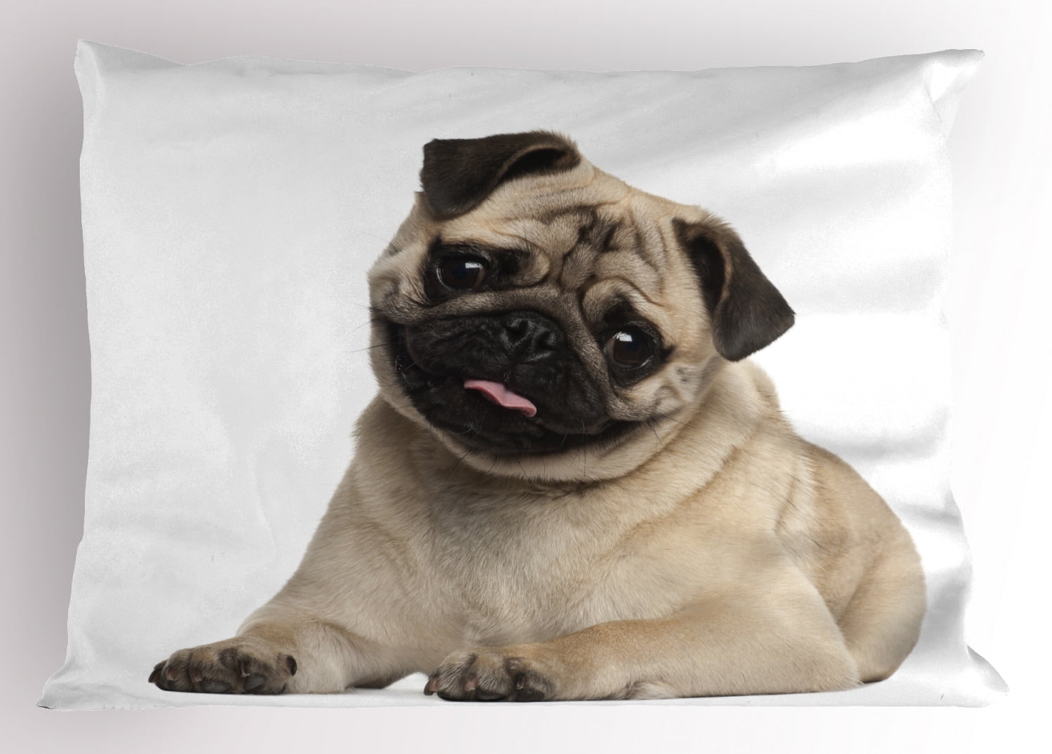 Pug Pillow Sham Nine Months old Pug Puppy Lying Around Cute Pet Funny Animal Domestication Print