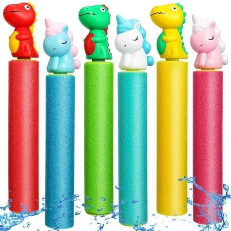 Water Guns, Pool Noodles Toys with Plastic Handle,6pcs Animal Figures Water Guns Pool Toys-Shoots Up to 35 Ft, Outdoor Toys for Kids Boys Girls Adults - Animal Theme