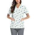 thumbnail image 2 of LHVUOA Scrub Tops Women Floral Print Scrub Tops Plus Size Stretch Nursing Tops Soft Nurse Uniform Overalls with Pockets, 2 of 5
