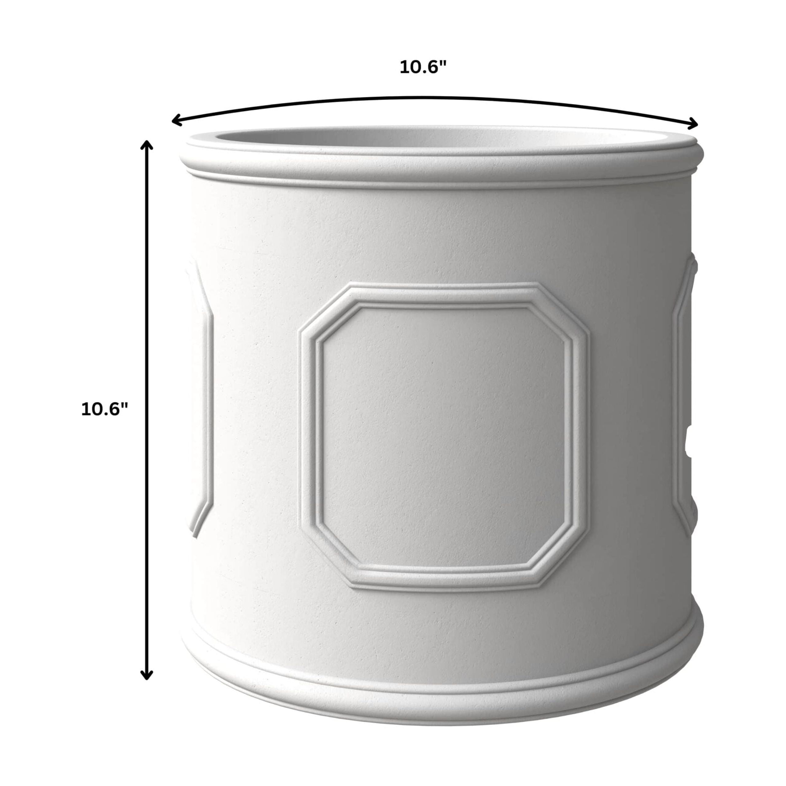 LeisureMod Meadow Fiberstone and MGO Clay Planter, Mid-Century Modern Round Planter Pot for Indoor and Outdoor (White, 11 Inch)