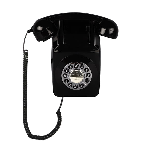 Wall Telephone, Corded Landline Phone for Home, Wall Mounted Retro Telephone, 1960s Old Fashion Antique Phones, Single Line Analog Trimline Phone with Loud Ringer for Seniors (Black)