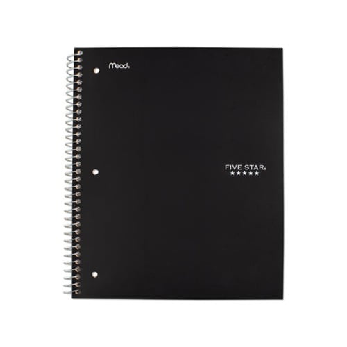 Wirebound Notebook 1 Subject, Medium/College Rule, Black Cover, 11 x 8.5, 100 Sheets