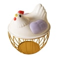thumbnail image 3 of Cesta de huevo de pollo huevo contenedor titular de alambre de hierro portátil huevo de pollo titular encimera de recogida de huevos cesta para , Raya dorada violeta, 3 of 8