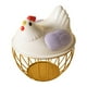 thumbnail image 3 of Cesta para huevos de gallina, contenedor para huevos, cesta de alambre de metal para almacenar huevos de gallina Raya dorada violeta, 3 of 9
