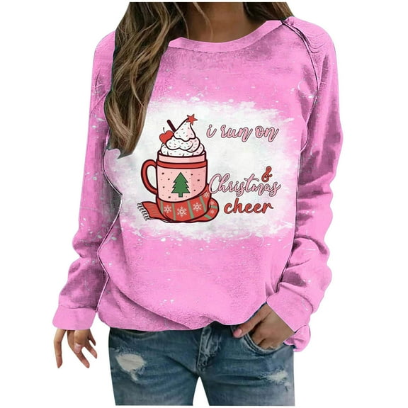 Dyegold Christmas Sweatshirt For Women Graphic Ladies Plus Size Funny Sweatshirt Teen Girls Cute Fall Pullover Tops Xmas Santa Claus Holiday Clothes Casual Ugly Hoodies Long Sleeve Clearance Shirts