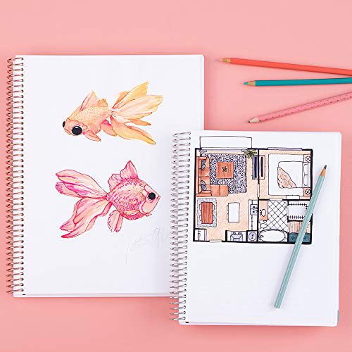 Stickers Included by Erin Condren. Rainbow Heart 7 x 9 Spiral Bound Blank Sketchbook Notebook 80Lb Thick Mohawk Paper 160 Page Writing & Drawing Unlined Sketch Book 