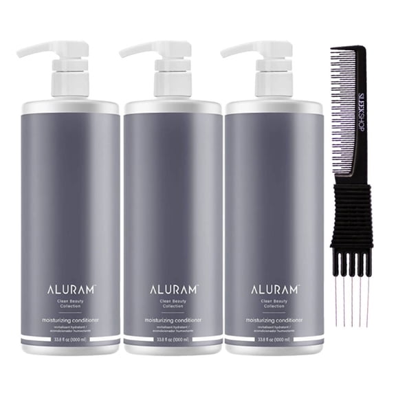 ALURAM Moisturizing Conditioner (33.8 oz) with SLEEKSHOP Teasing Comb Pack of 3
