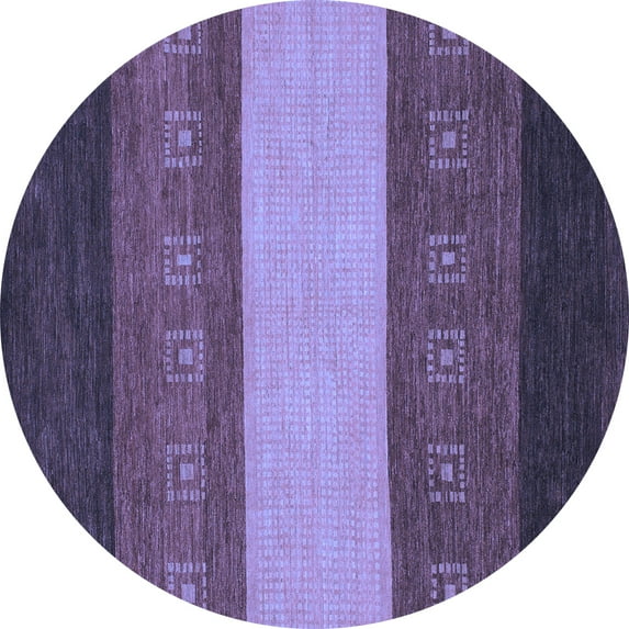 Ahgly Company Machine Washable Indoor Round Abstract Blue Modern Area Rugs, 7' Round