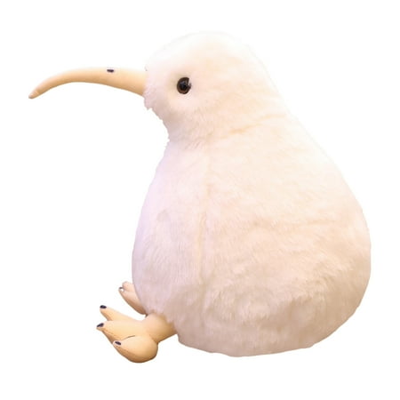 Tkrady Kiwi Bird Plush Toy 11 Inch Kiwi Bird Stuffed Animal Soft Toy Lifelike Furry Bird Cute Plush Fluffy Doll Gift for Boy Girl Teens Adults Birthday Holiday Present White
