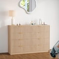 thumbnail image 3 of Commode Cannelée à 8 Tiroirs pour Chambre, Commode Moderne de 55 Pouces de Large avec Poignée en Métal, Meuble Télé en Bois Cannelé, Grande Commode Moderne pour Garde-Robe, Salon et Entrée, Blanc, 3 of 7